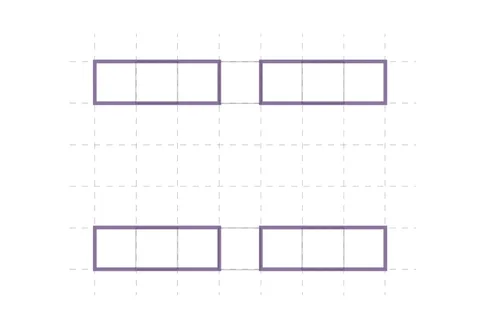 Schéma typologie (bleu : typo 1 - violet : typo 2 - rouge : typo 3)