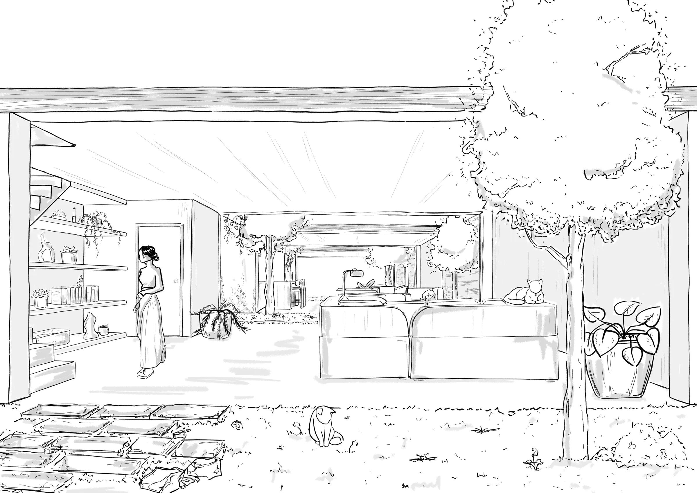 Illustration : RDC traversant - habiter le jardin