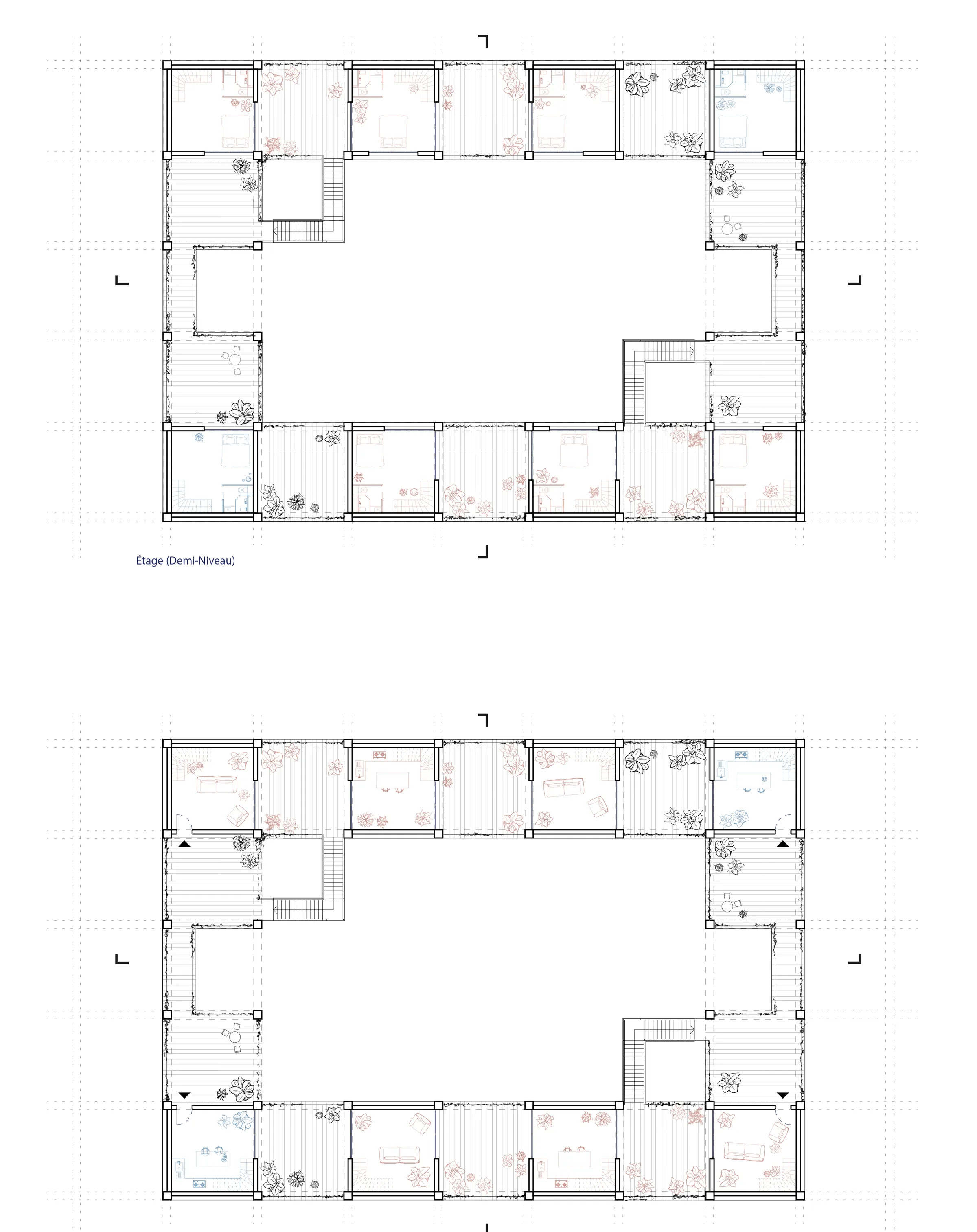 Plan R+2 (+demi niveau) — 1:200